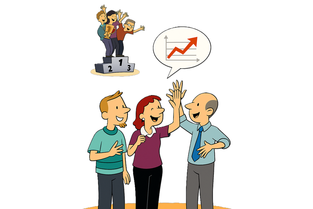 Kollegor som håller om varandra